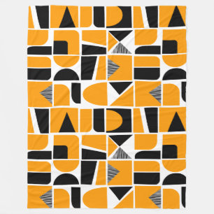 230616 - Yellow Orange and Black. Fleece Blanket
