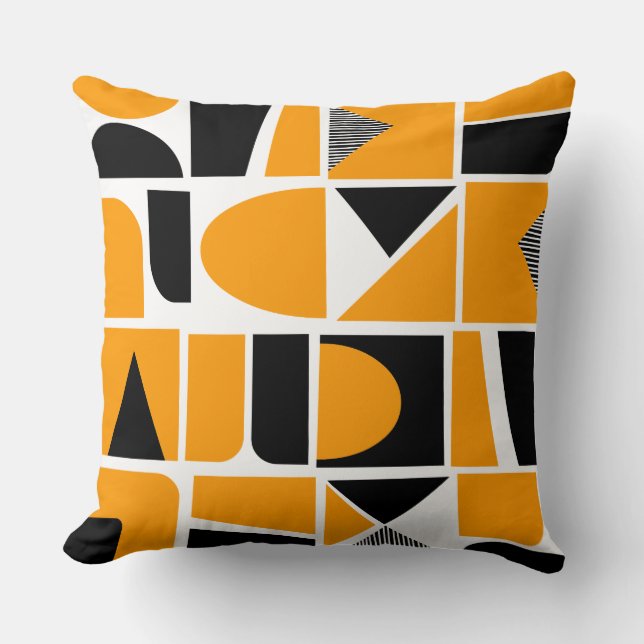 230616 - Yellow Orange and Black. Throw Pillow (Front)