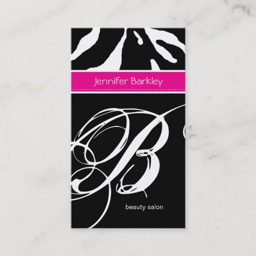 Animal Business Card Zebra Beauty Salon Pink
