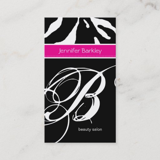 Customizable Animal Business Card Zebra Beauty Salon Pink