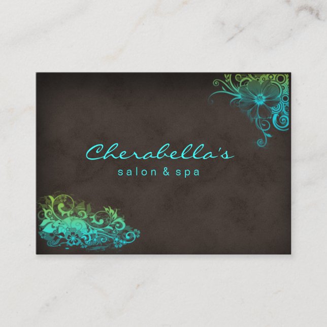 232 Blue Green Trendy Salon Spa Appointment Card (Front)