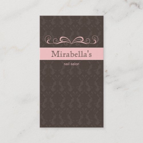 Business Card Damask Swirl Pink Brown