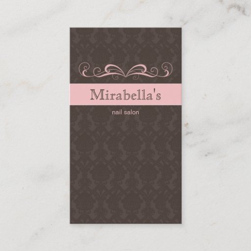 Customizable Business Card Damask Swirl Pink Brown