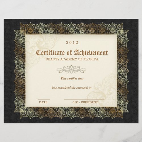232 Certificate of Achievement Diploma Beauty Blak