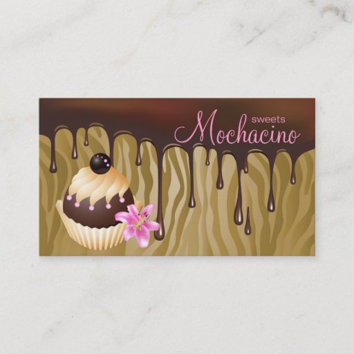 Customizable Chocolate Business Card Bakery Cupcake Caramel