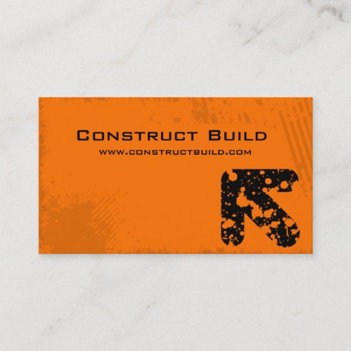 Customizable Construction Business Card Grunge orange