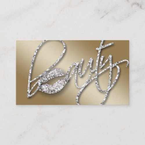 Cosmetologist Business Card Beauty Text Gold Ice