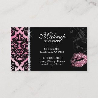 232 Cosmetologist Business Card Damask Glitter Pin