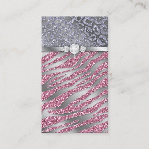 Customizable Cosmetologist Business Card Glitter Zebra Pink