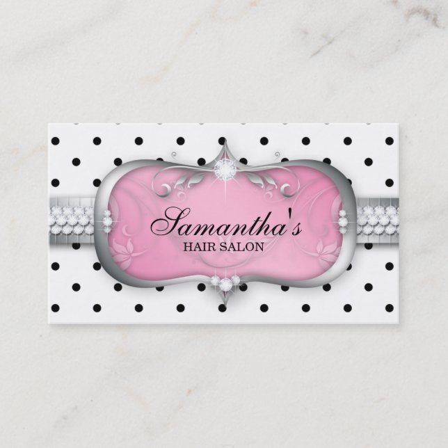 232 Cute Dots Jewelry Busines Hair Stylist Modern Business Card (Front)
