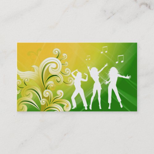 Dj Business Card Music Green Yellow Retro Dance