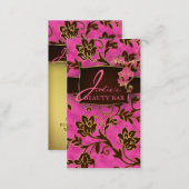 232 Floral Beauty Business Gold Trim Pink Brown Business Card (Front/Back)