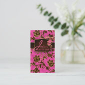232 Floral Beauty Business Gold Trim Pink Brown Business Card (Standing Front)