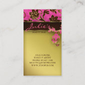 232 Floral Beauty Business Gold Trim Pink Brown Business Card (Back)