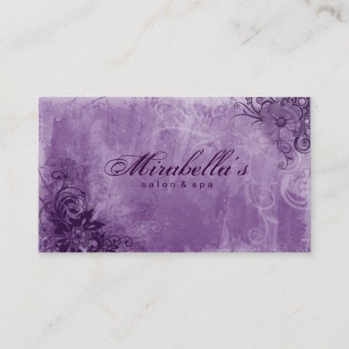 Floral Salon Spa Business Card Grunge Purple