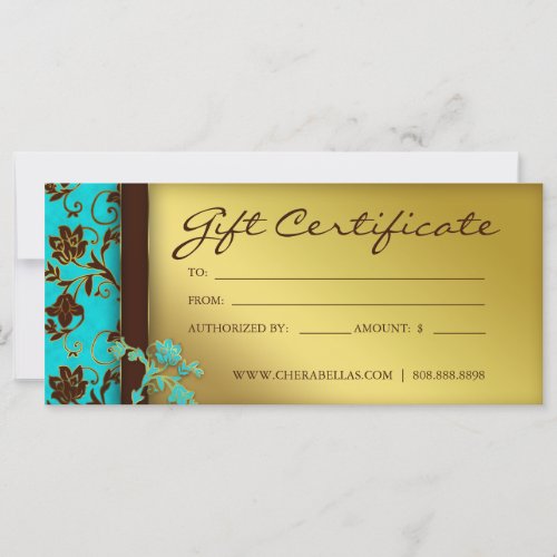 232 Gift Certificates Salon Spa Gold Floral