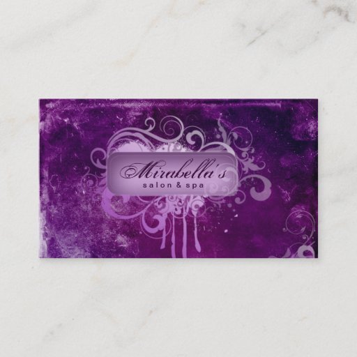 Customizable Grunge Business Card Flower Salon Spa Purple