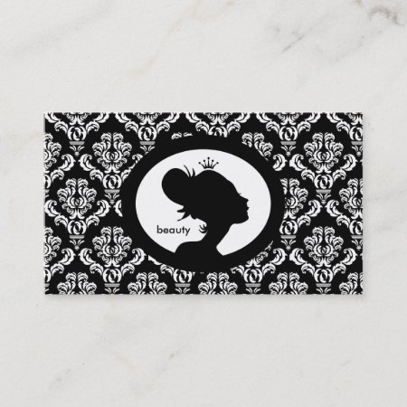 232 Salon Appointment Card Crown Woman Silhouette