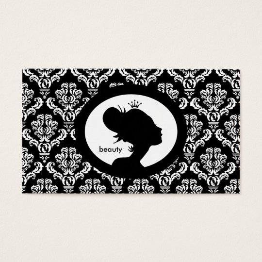232 Salon Appointment Card Crown Woman Silhouette