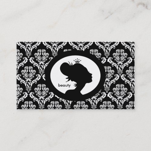 232 Salon Appointment Card Crown Woman Silhouette