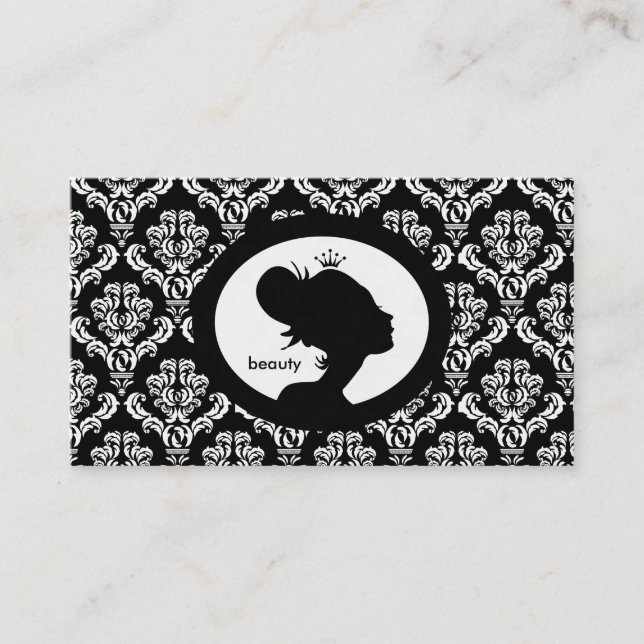 232 Salon Appointment Card Crown Woman Silhouette (Front)