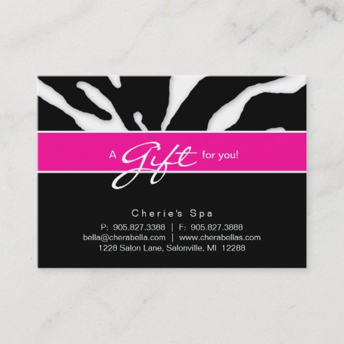 Salon Gift Card Zebra Animal Lips Pink Business Card