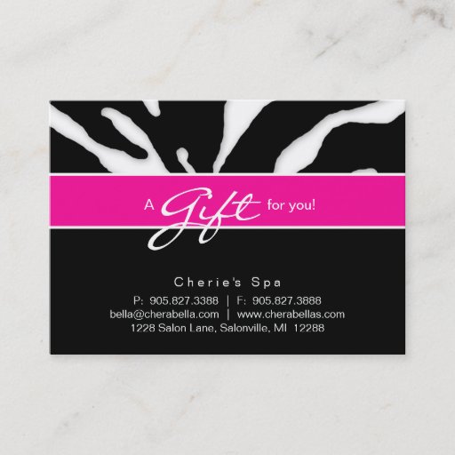 Customizable Salon Gift Card Zebra Animal Lips Pink Business Card