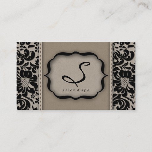 Customizable Salon Spa Business Card Taupe Damask Floral