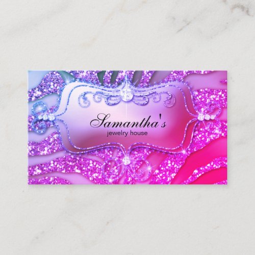 232 Sparkle Jewelry Business Zebra Gold Pink Business Card