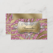 232 Sparkle Jewelry Business Zebra Gold Pink Silv Business Card (Front/Back)