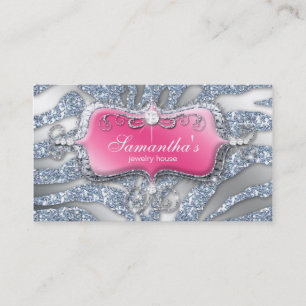 232 Sparkle Jewelry Zebra Pink Silver Business Card
