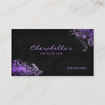 232 Trendy Salon Spa Floral Appointment Card Purpl by spacards at Zazzle