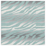 232 Zebra Glitter Silver Teal Blue Fabric Pattern