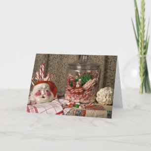 2345 Santa Vase & Candy Canes Christmas Holiday Card