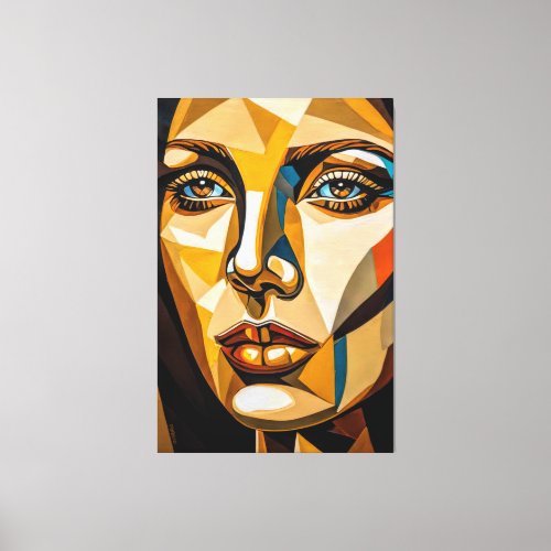 23_005 Portrait Woman Cubist Abstract Art Canvas Print