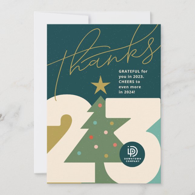 23 Bold Year Christmas Tree Corporate Holiday Card (Front)