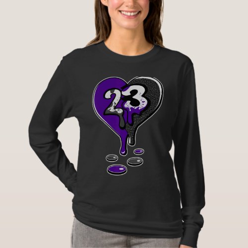 23 Drip Heart Dark Iris 3s Matching T_Shirt