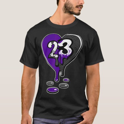 23 Drip Heart Dark Iris 3s Matching T_Shirt