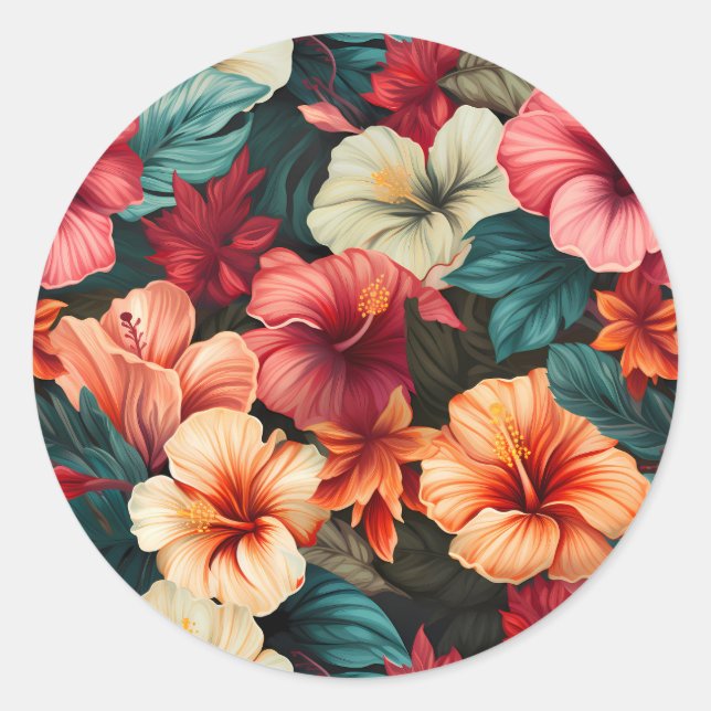 #23 Floral Pattern Classic Round Sticker (Front)