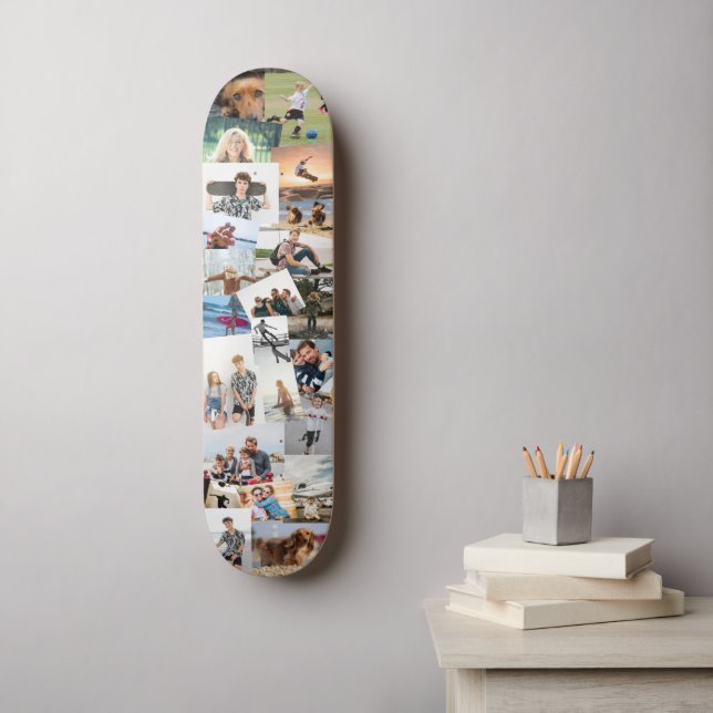 23 Haphazardly Overlapping Photos Collage Template Skateboard (Wall Art)