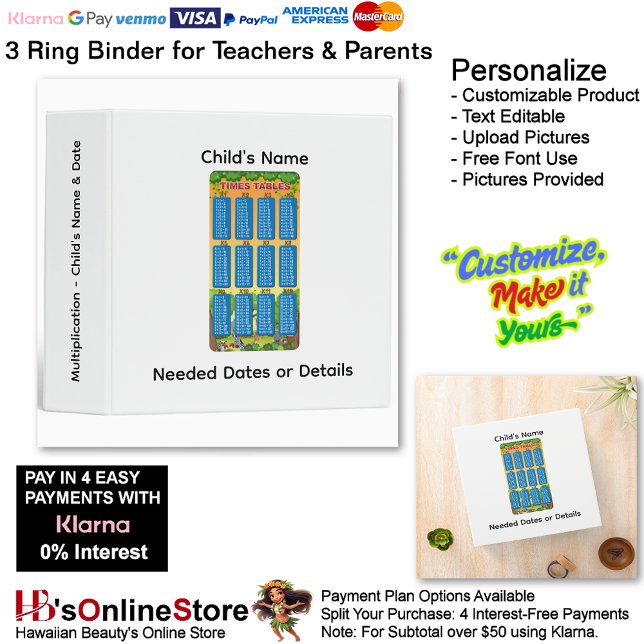 23 Learn Multiplication Child's Name Date Teacher  3 Ring Binder (23 Learn Multiplication Child's Name Date Teacher 3 Ring Binder.)