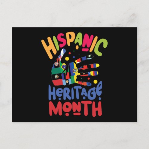 23National Hispanic heritage Month all countries Announcement Postcard