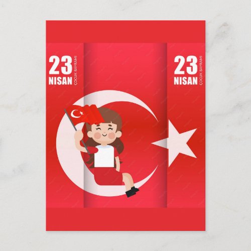 23 Nisan Çocuk Bayramı Joyful Celebration For Kids Holiday Postcard