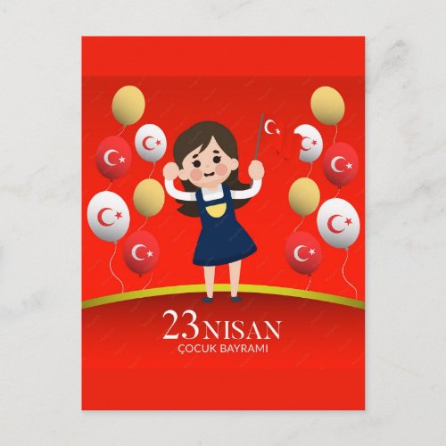 23 Nisan Çocuk Bayramı Joyful Celebration For Kids Holiday Postcard