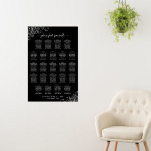 23 Table Black & Silver Chic Wedding Seating Chart Foam Board