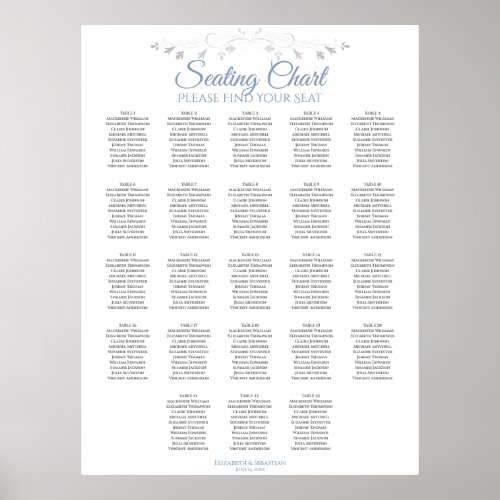23 Table Blue  Gray Wedding Seating Chart