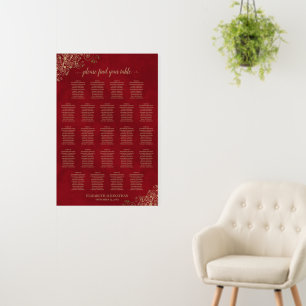 23 Table Crimson Red & Gold Wedding Seating Chart Foam Board