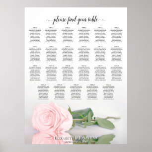 23 Table Elegant Pink Rose Wedding Seating Chart