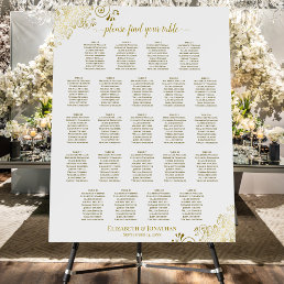 23 Table Fancy Gold &amp; White Wedding Seating Chart Foam Board