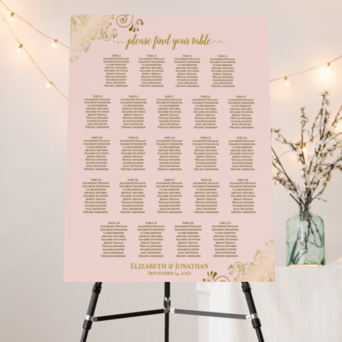 23 Table Fancy Pink  White Wedding Seating Chart Foam Board